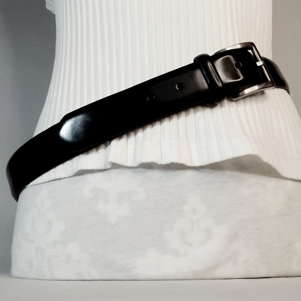 💎Cobbler Canada Mens Classic Belt 36 Waist Shiny Black Leather Brass Buckle